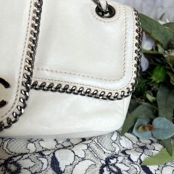 Authentic CHANEL CC Classic Madison Flap Bag Quilted Handbag Lambskin White - Picture 7 of 11